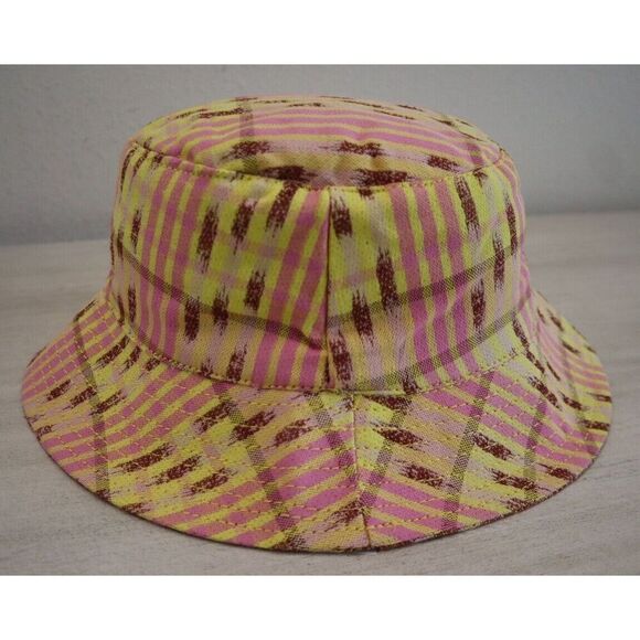 Aerie L65FK7D Women's One Size Yellow/Pink Jacquard Reversible Bucket Hat - Picture 2 of 6